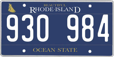 RI license plate 930984