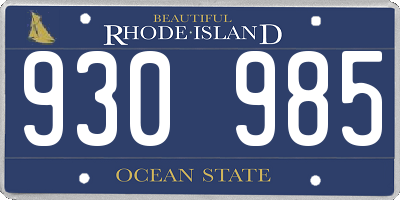 RI license plate 930985