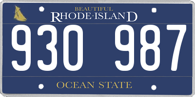 RI license plate 930987
