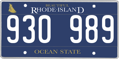 RI license plate 930989