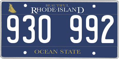 RI license plate 930992