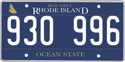 RI license plate 930996