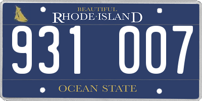 RI license plate 931007