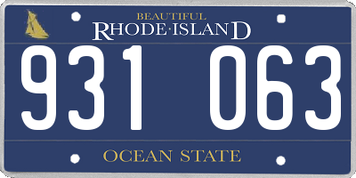 RI license plate 931063