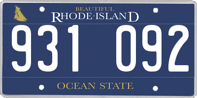 RI license plate 931092