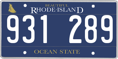 RI license plate 931289