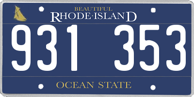 RI license plate 931353