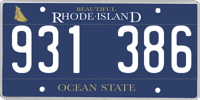 RI license plate 931386