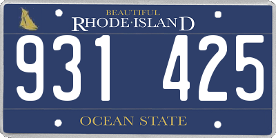 RI license plate 931425