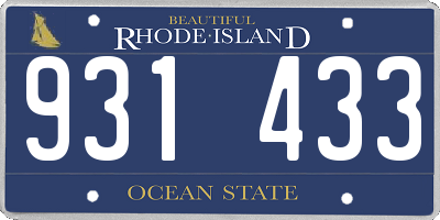 RI license plate 931433