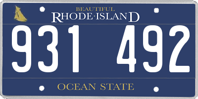 RI license plate 931492