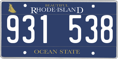 RI license plate 931538