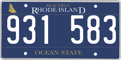 RI license plate 931583