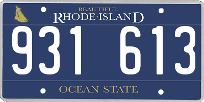 RI license plate 931613