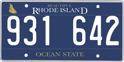 RI license plate 931642