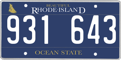 RI license plate 931643