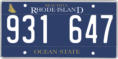 RI license plate 931647
