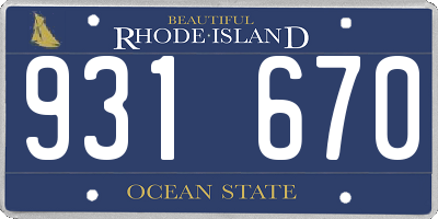 RI license plate 931670