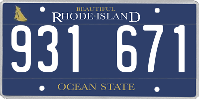 RI license plate 931671
