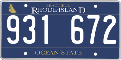 RI license plate 931672