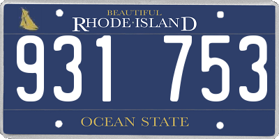 RI license plate 931753