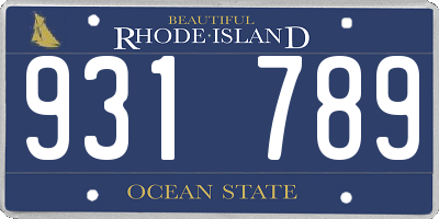 RI license plate 931789
