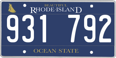 RI license plate 931792