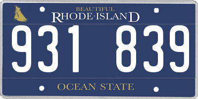 RI license plate 931839