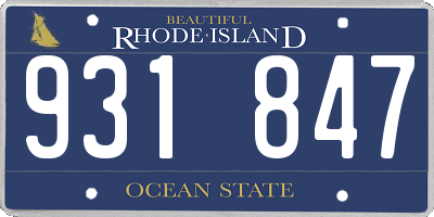 RI license plate 931847