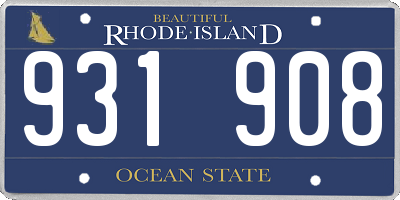 RI license plate 931908