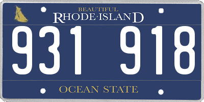 RI license plate 931918
