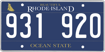 RI license plate 931920