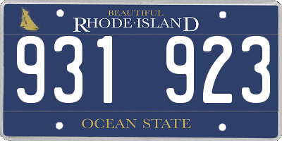 RI license plate 931923
