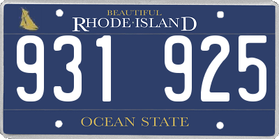 RI license plate 931925