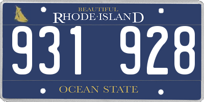 RI license plate 931928