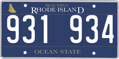 RI license plate 931934