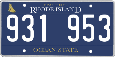 RI license plate 931953