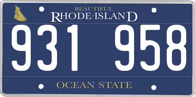RI license plate 931958