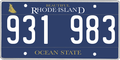 RI license plate 931983