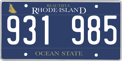 RI license plate 931985