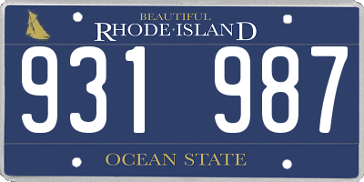 RI license plate 931987