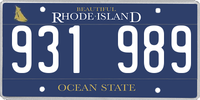 RI license plate 931989