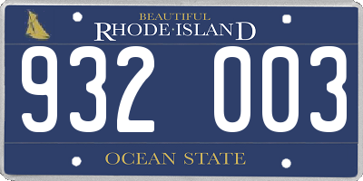 RI license plate 932003