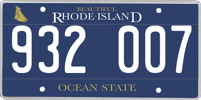 RI license plate 932007