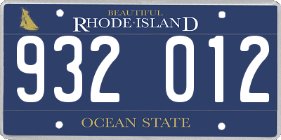 RI license plate 932012