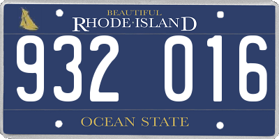 RI license plate 932016