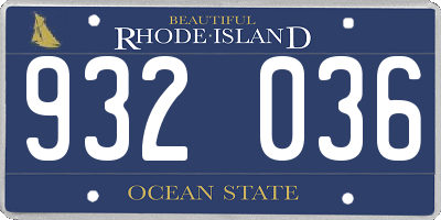 RI license plate 932036