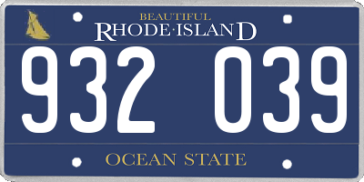 RI license plate 932039