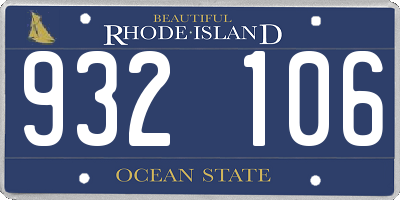 RI license plate 932106