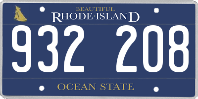 RI license plate 932208